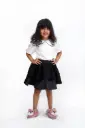 Elegant Black & White Top and Skirt Set for Girls
