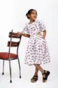 Bow Print Puff Sleeve Cutout Dress – Girls’ Casual & Partywear
