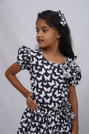 Hair Clips-Black & White Butterfly